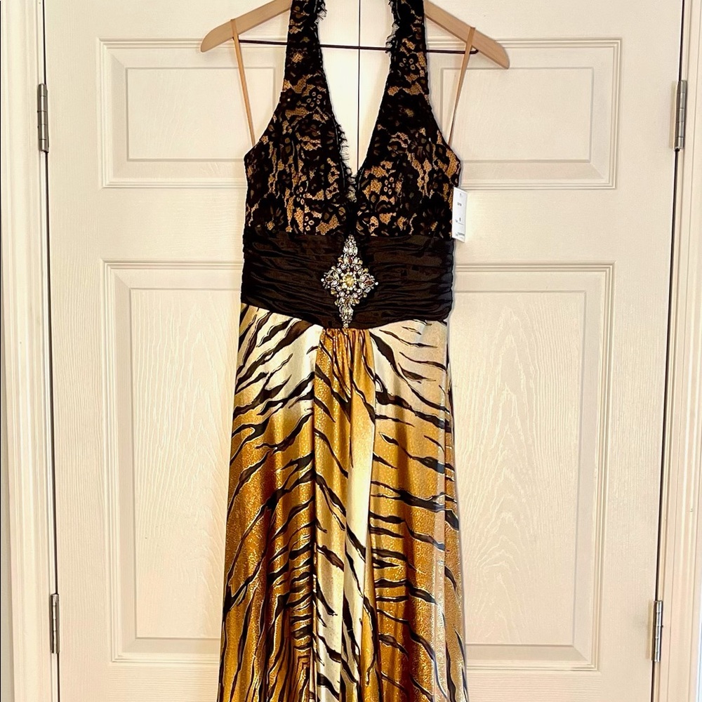 Cinderella divine tiger print halter top dress women’s size 6